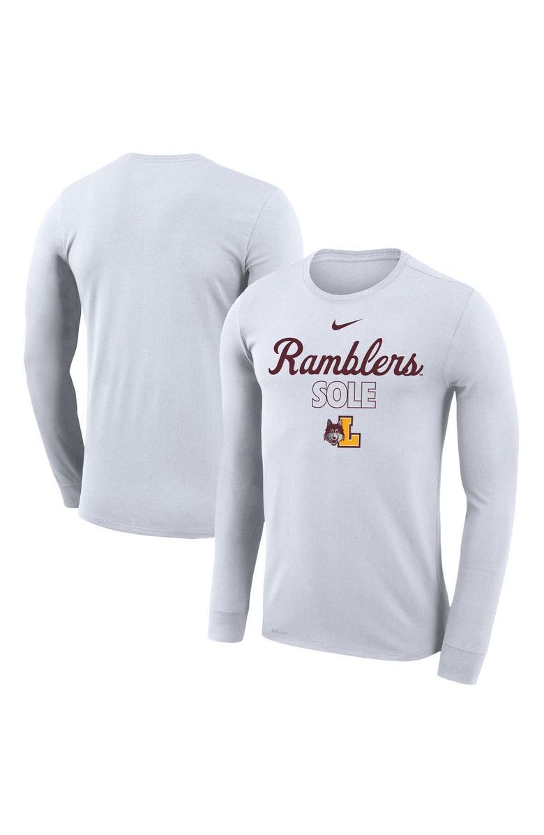 Nike White Loyola Chicago Ramblers 2023 On Court Bench Long Sleeve T-Shirt, Main, color,
