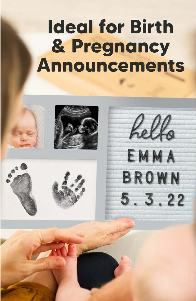 KeaBabies Heartfelt Clean Touch Inkless Hand & Footprint Frame Kit with Letterboard, Alternate, color, 