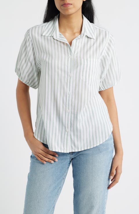 Corey Stripe Short Sleeve Cotton Blend Button-Up Shirt