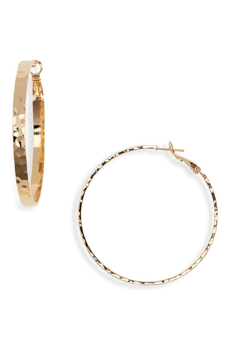Flat Hoop Earrings, Main, color, GOLD