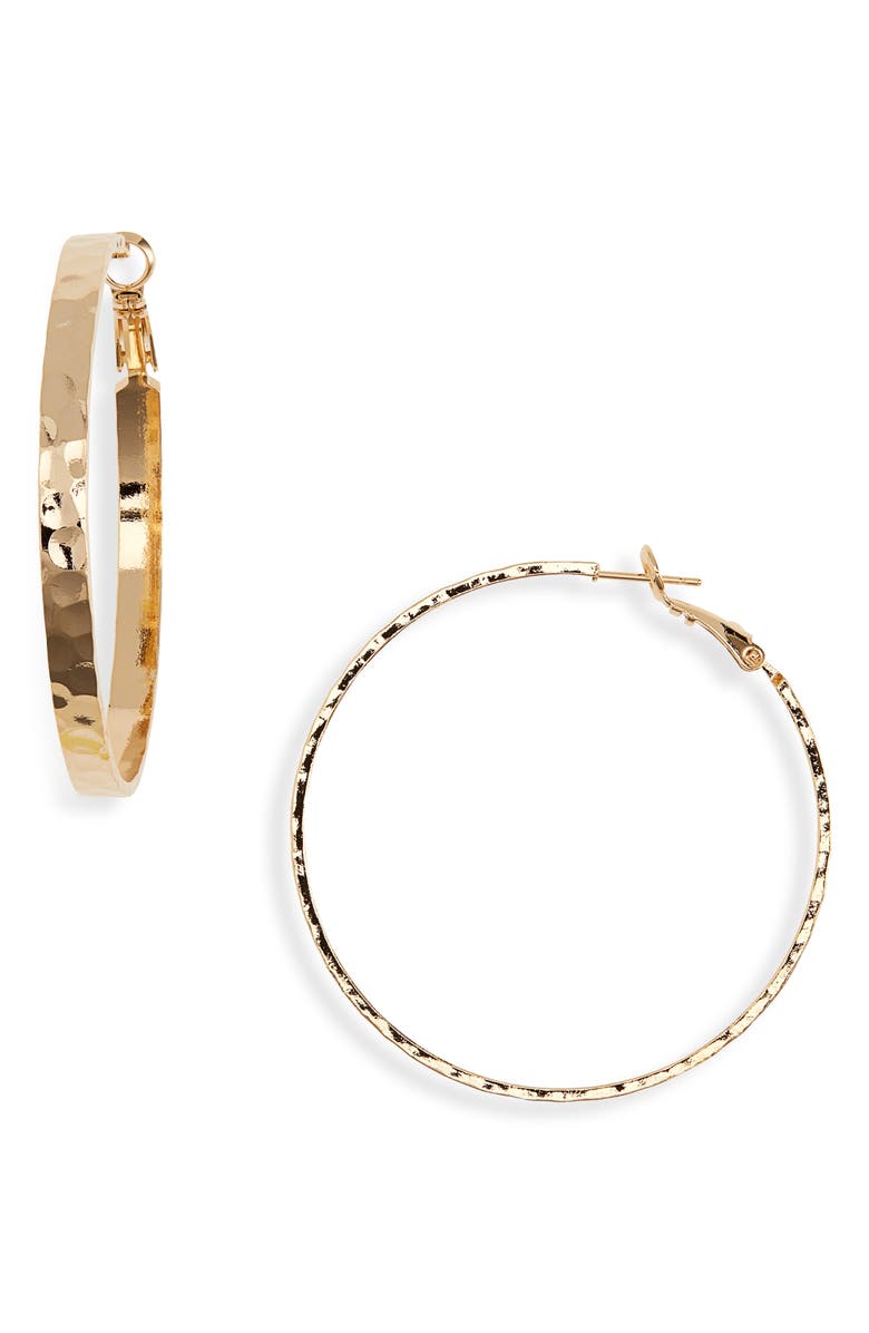 Panacea Flat Hoop Earrings, Main, color, Gold