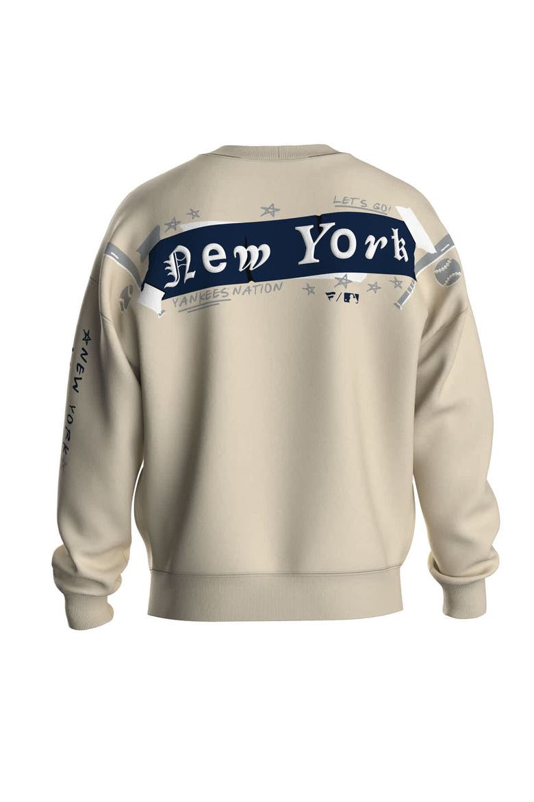 Women's Fanatics  Beige New York Yankees Graffiti Fleece Sweatshirt, Alternate, color, Beige