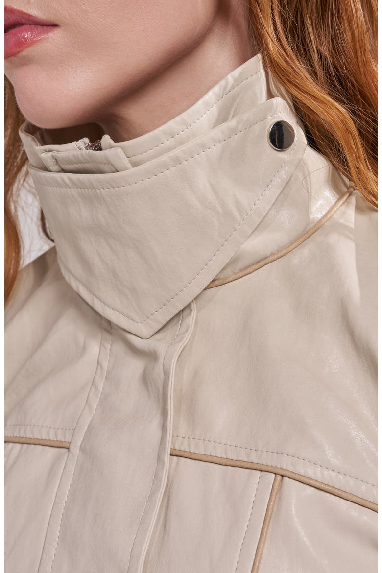 Ally Faux Leather Peplum Moto Jacket, Alternate, color, BONE