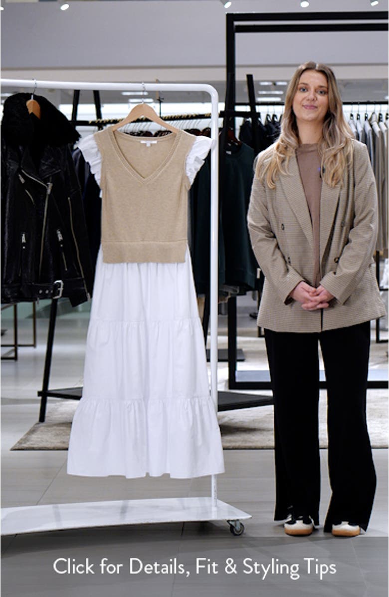 Mixed Media Tiered Cotton Poplin Dress, sales video thumbnail