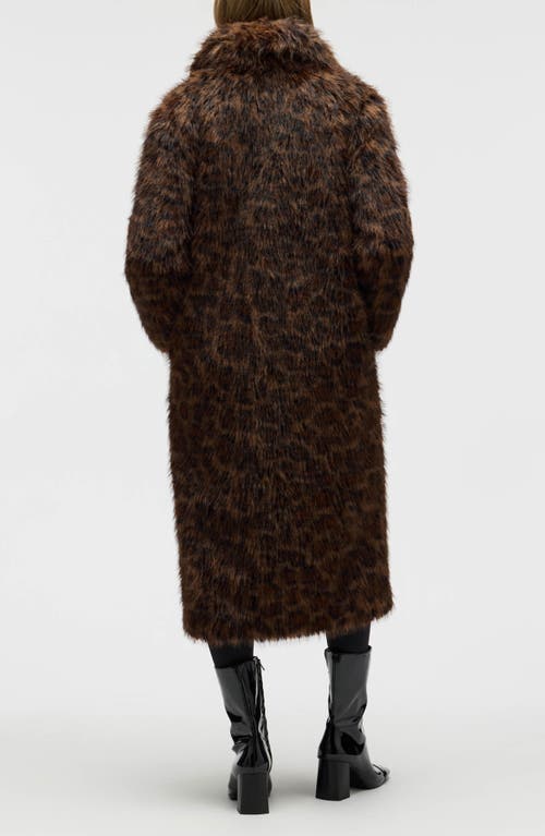Nvlt Faux Fur Longline Coat In Brown