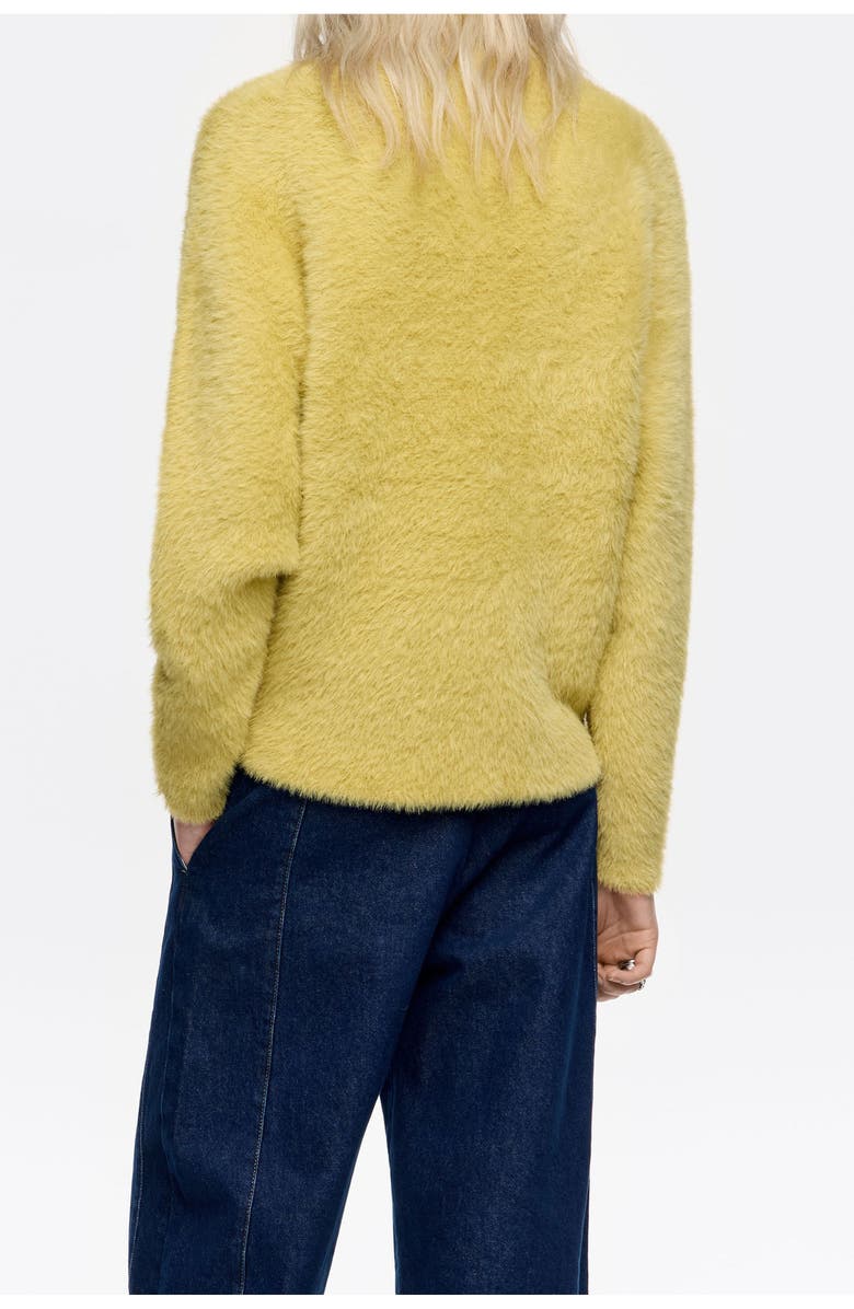 Bimba y Lola Fur High Neck Sweater, Alternate, color, Mustard