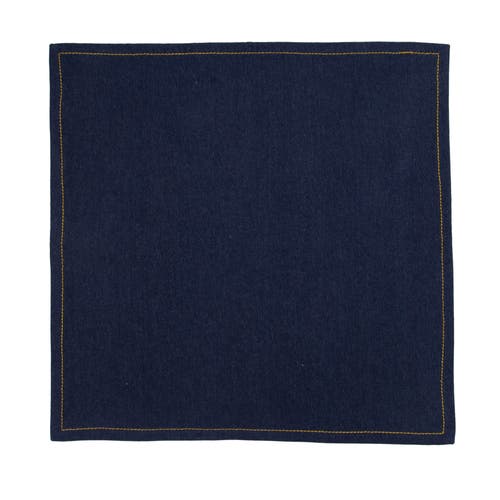 C & F Home C&f Home Denim Machine Navy Blue Washable Hemstitch Napkins Set Of 6 In Blue