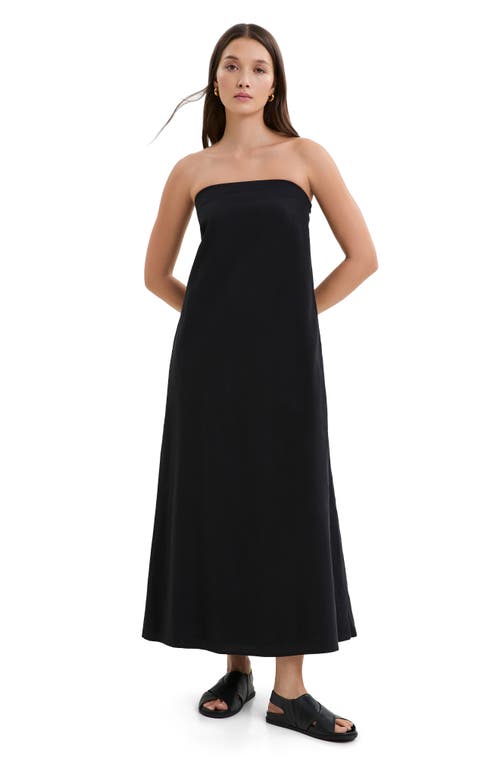 Marcella Aine Cotton & Linen Voile Dress In Black