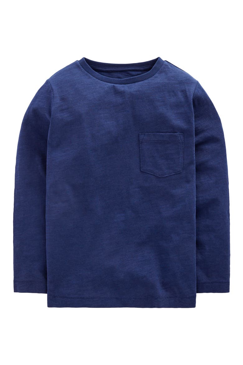 Kids' Everyday Long Sleeve Cotton Pocket T-Shirt, Main, color, COLLEGE NAVY