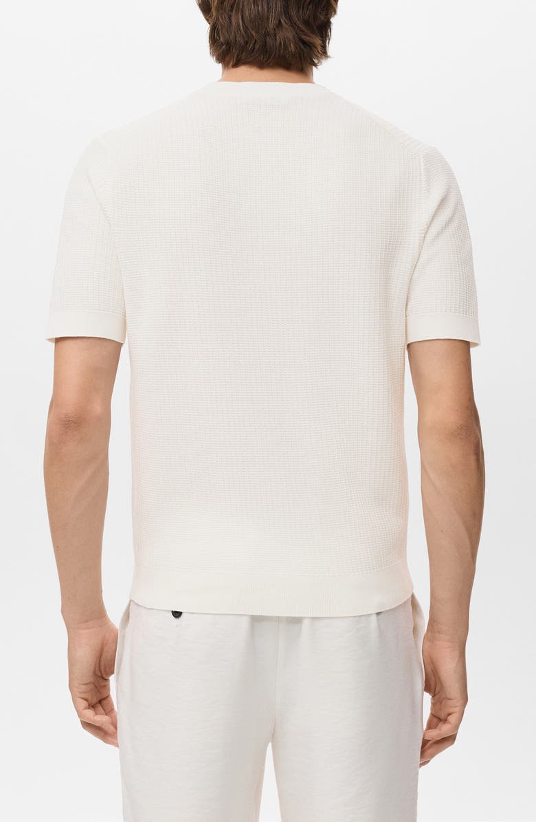 MANGO Textured Cotton Knit T-Shirt, Alternate, color, Off White