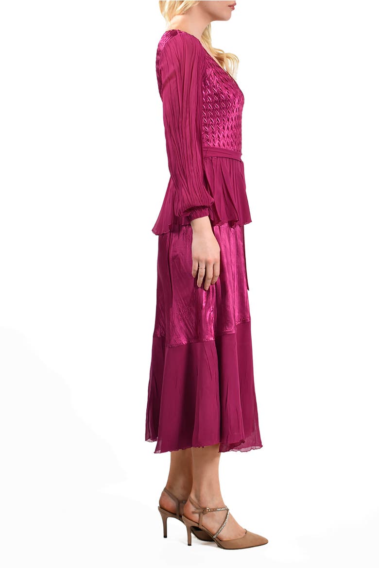 Long Sleeve Peplum Dress, Alternate, color, Magenta