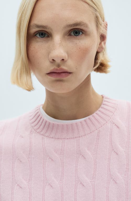 Mango Cable Stitch Wool Sweater In Pink