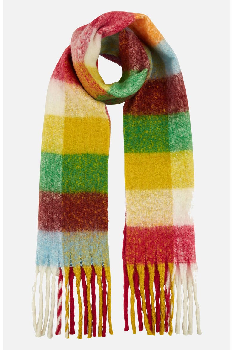 Oversize Checked Soft Tassel Scarf, Alternate, color, Multi