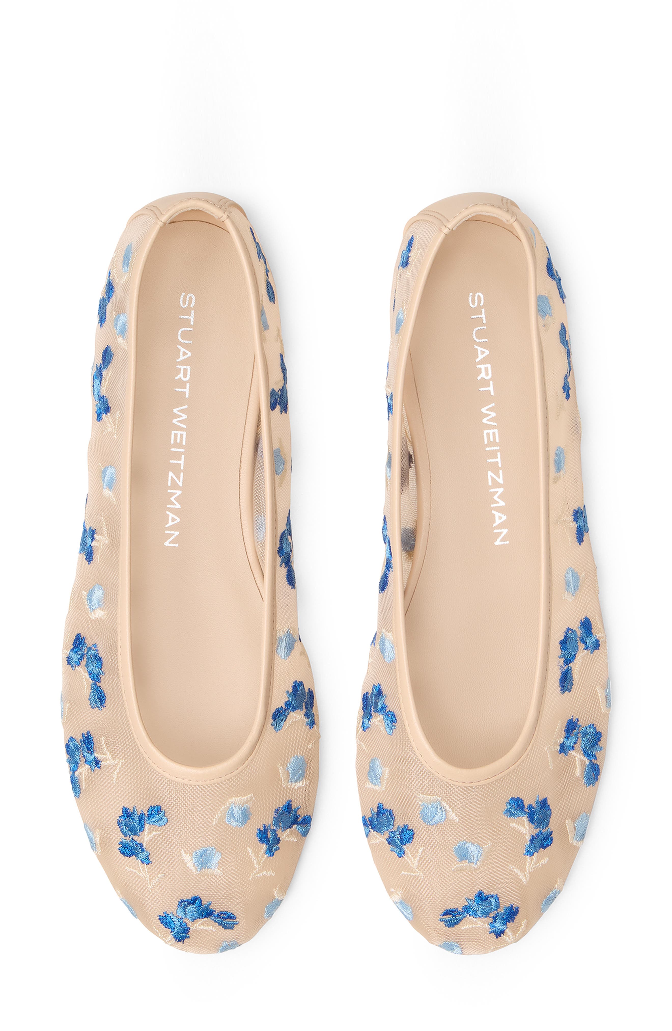 Stuart Weitzman Bareitall Flower Embroidered Ballet Flat, Alternate, color, Cielo Multi/ Barely B