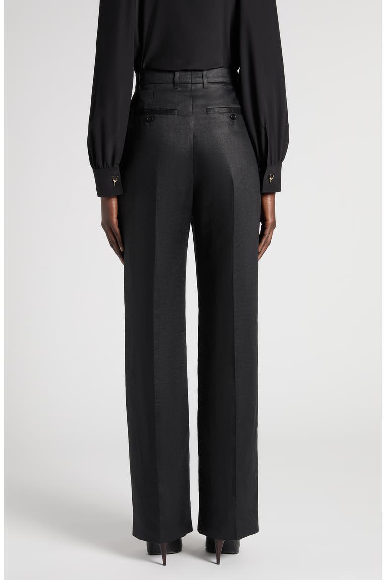 Straight Leg Linen Trousers, Alternate, color, BLACK