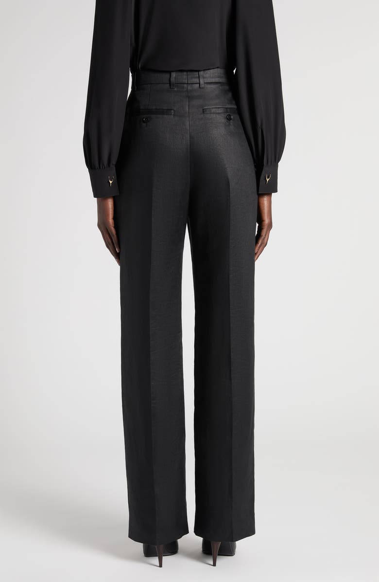 McQueen Straight Leg Linen Trousers, Alternate, color, Black