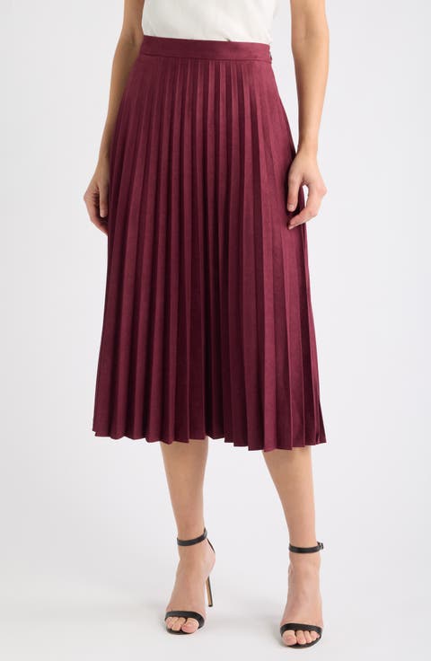Faux Suede Pleated Skirt