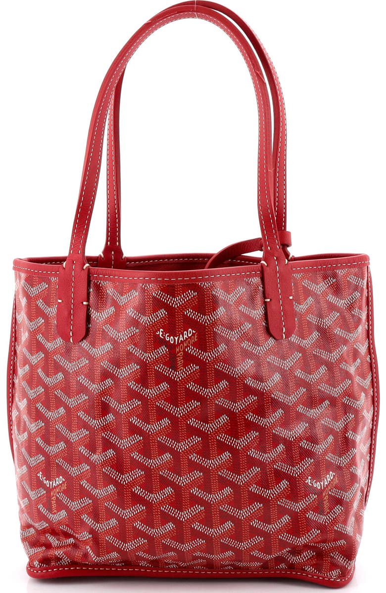 Pre-Owned Goyard Anjou Reversible Tote Coated Canvas Mini, Main, color, Red