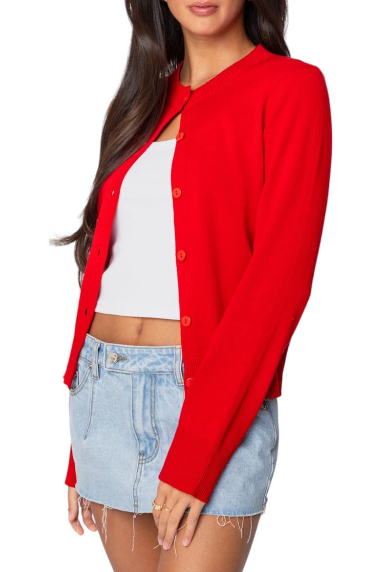 Hollie Cotton Cardigan, Alternate, color, RED