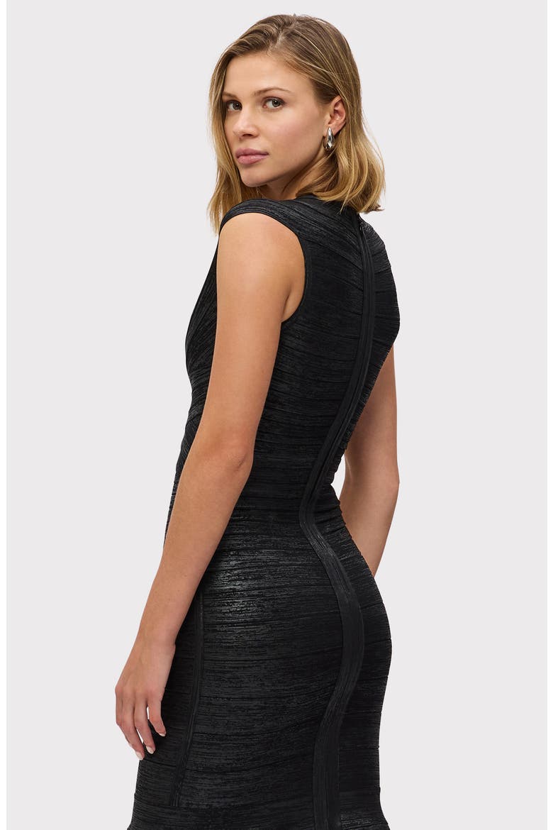 Sophie Metallic Foil V-Neck Dress, Alternate, color, BLACK FOIL-031