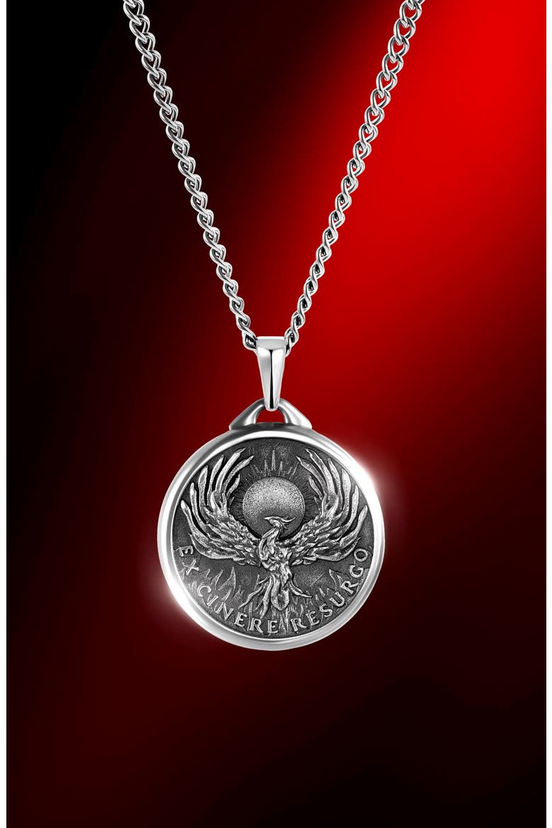 Phoenix Pendant Necklace, Alternate, color, SILVER
