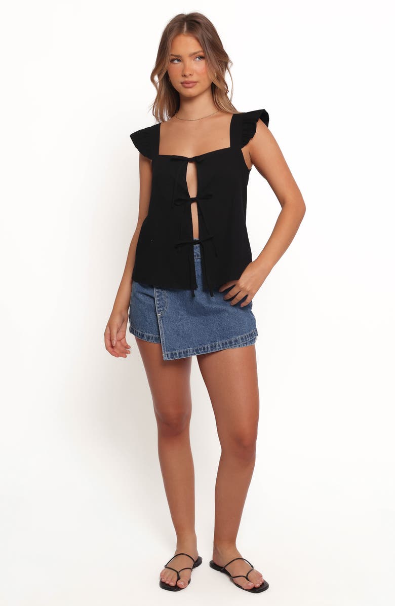 Petal & Pup Elsie Cotton Tie Front Top, Alternate, color, Black