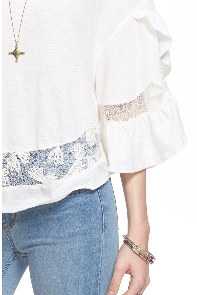 'Love Affair' Lace Inset Knit Top, Alternate, color, IVORY