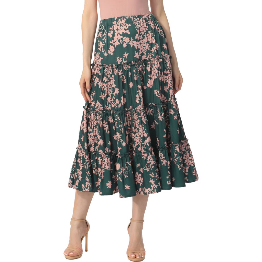 Kimi & Kai Women's Tiered Midi Skirt in Forest Green at Nordstrom, Size X-Large