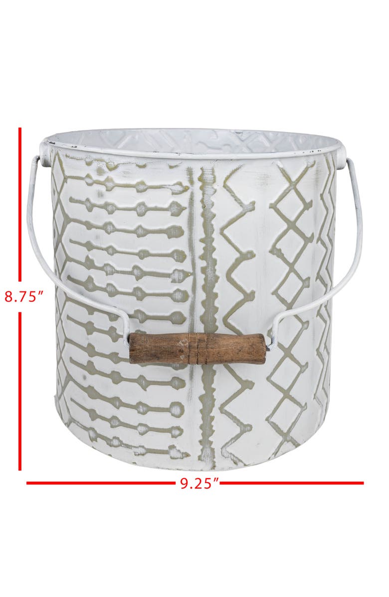 Foreside Home and Garden Multi Pattern Bucket Planter Metal & Wood, Alternate, color, White