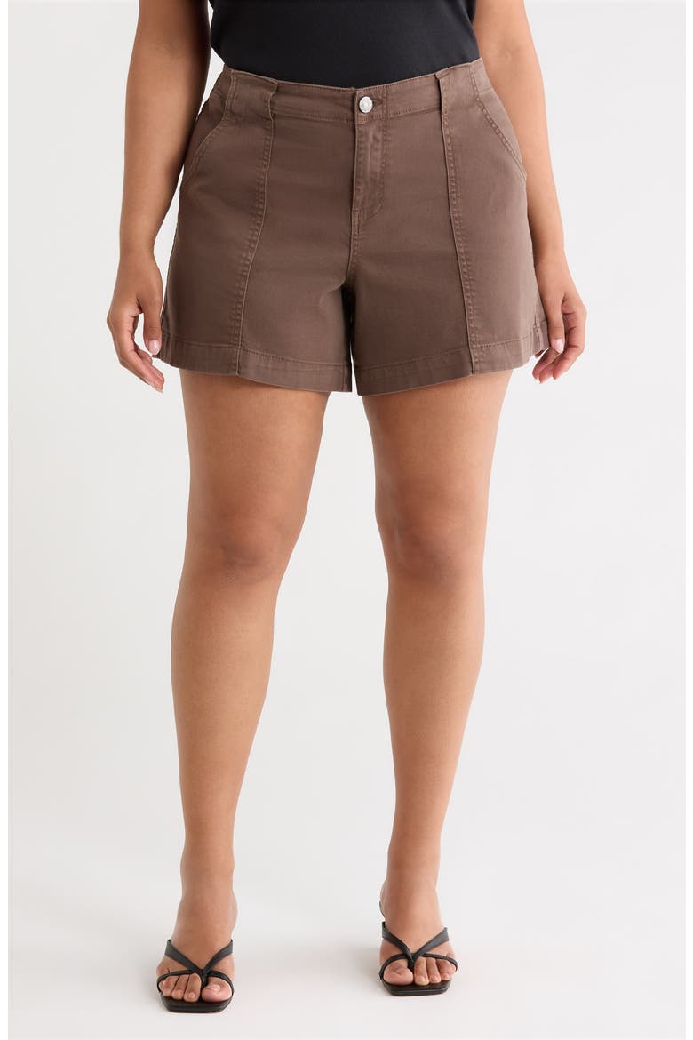 Jane High Waist Denim Utility Shorts, Main, color, CHOCOLATE