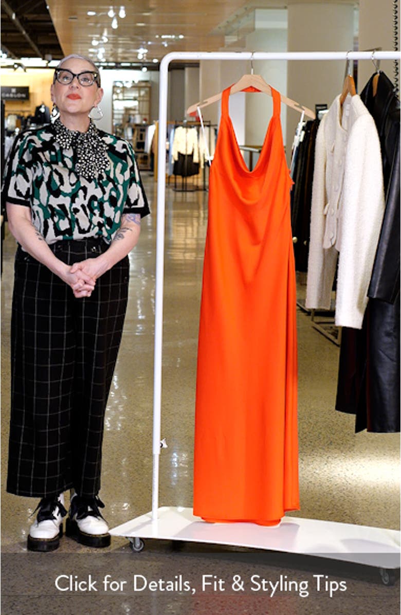 Irene Halter Neck Satin Slipdress, sales video thumbnail