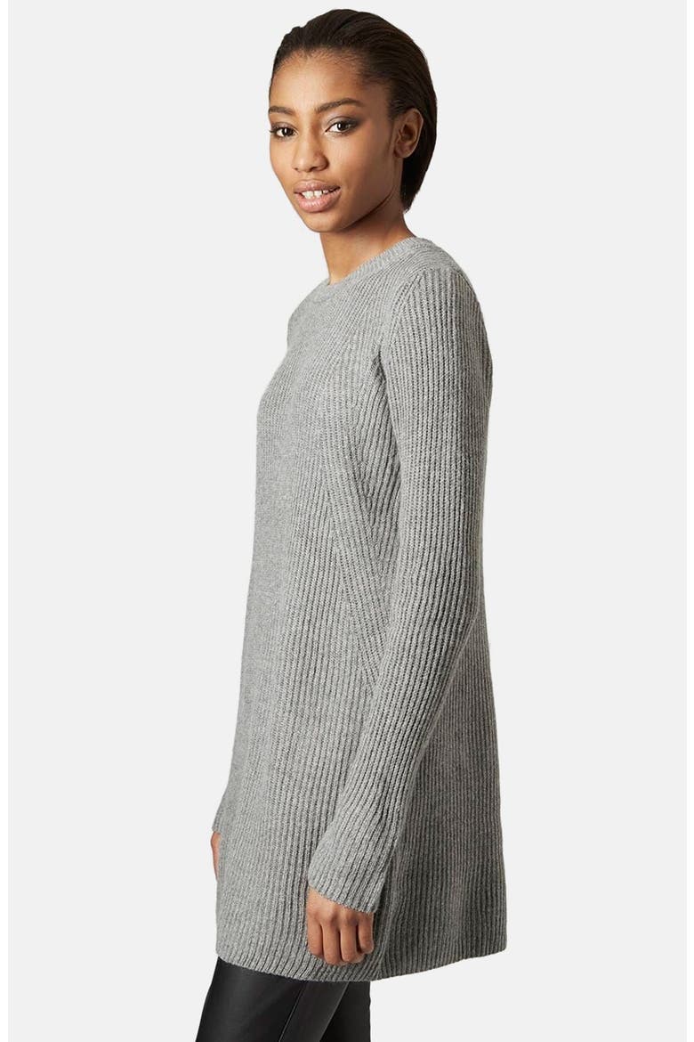 Rib Knit Sweater Dress, Main, color, CHARCOAL