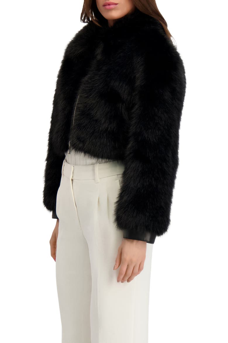 Fur-Free Fox (Faux Fur) Zip Bolero, Alternate, color, BLACK/BLACK