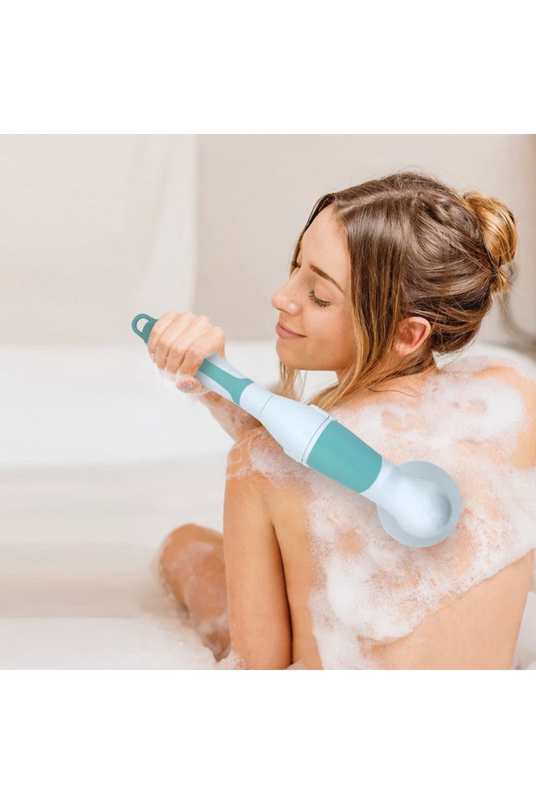 Face & Body Brush with Extended Handle, Alternate, color, Aqua