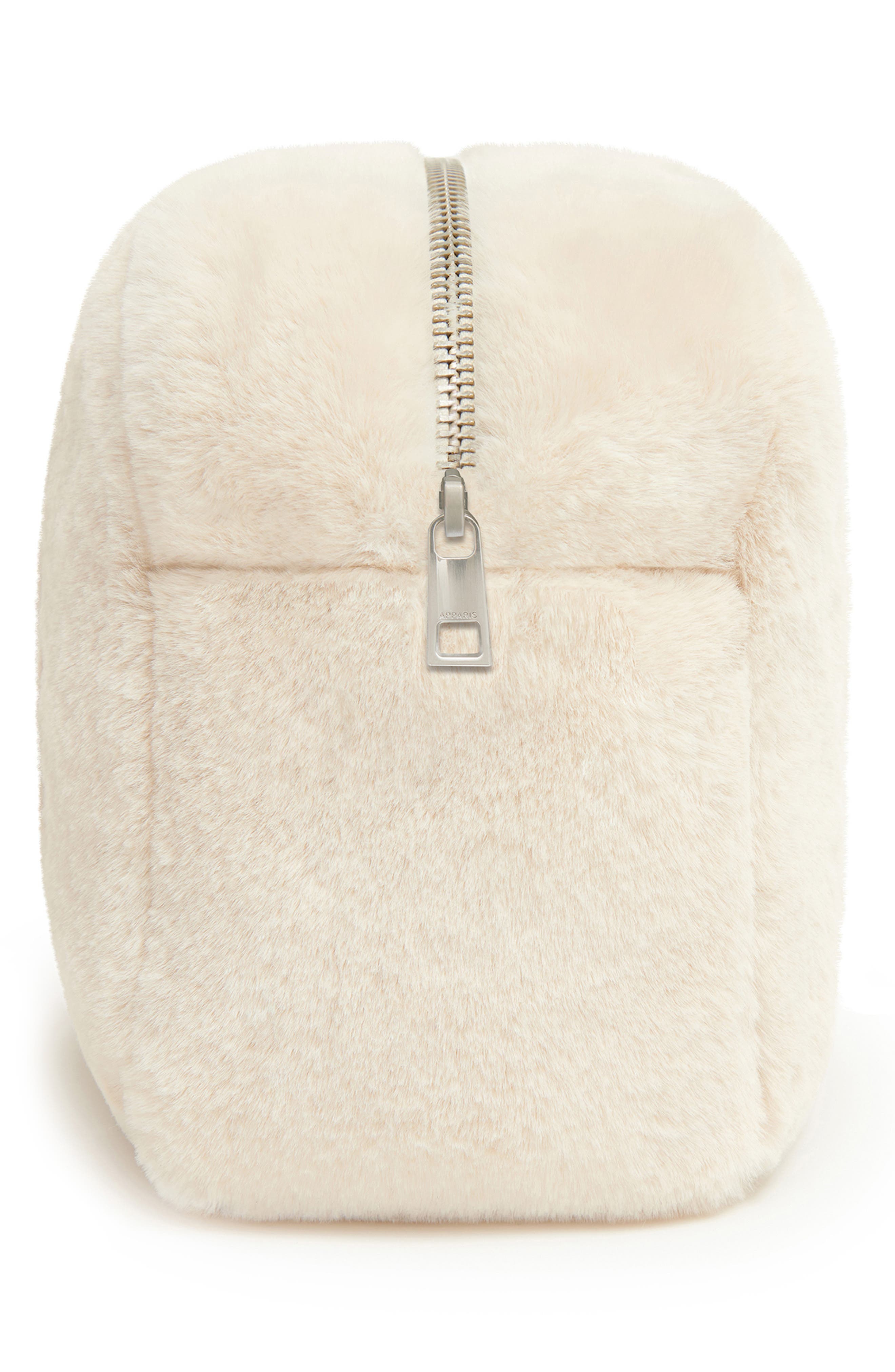 Jumbo Noor Faux Fur Pouch, Alternate, color, LATTE