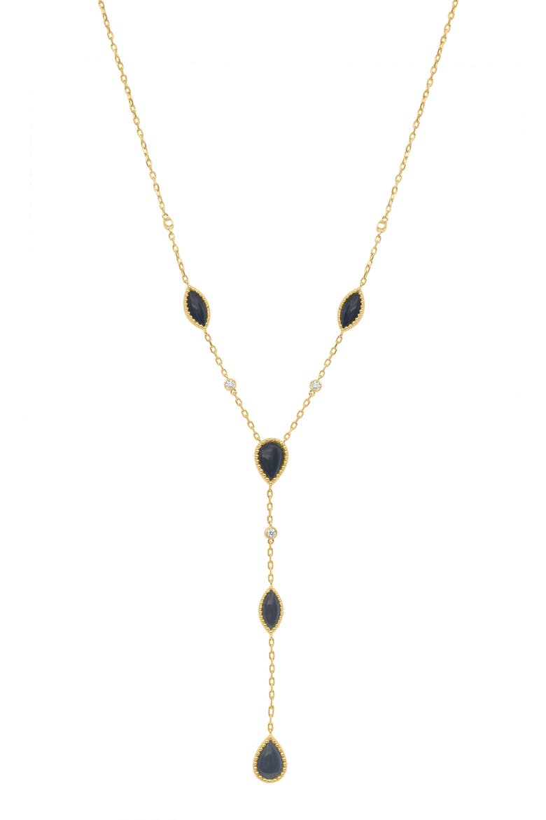Onyx & Diamond Station Y-Necklace, Alternate, color, BLACK