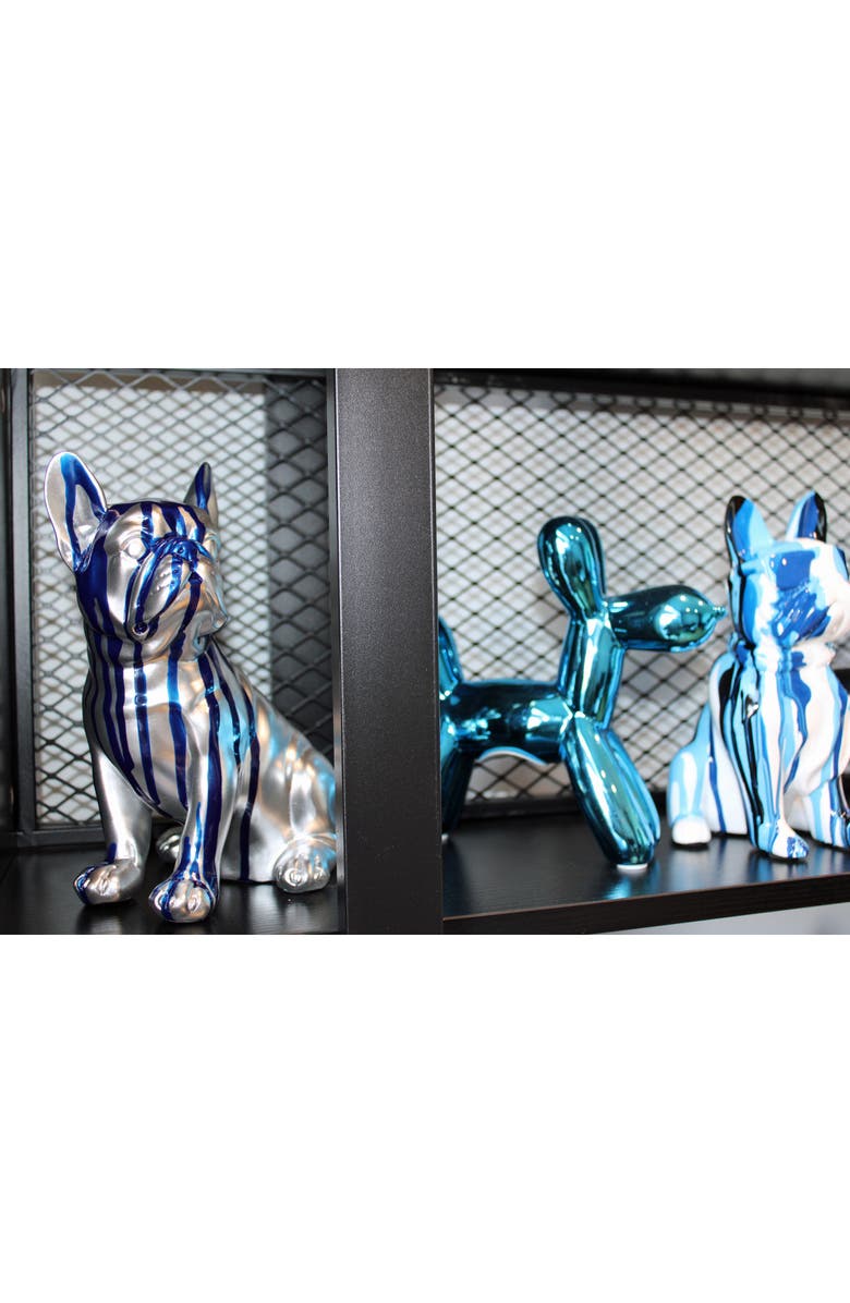 INTERIOR ILLUSIONS Sitting Blue Dripping French Bulldog Art Sculpture, Alternate, color, Multi-Color