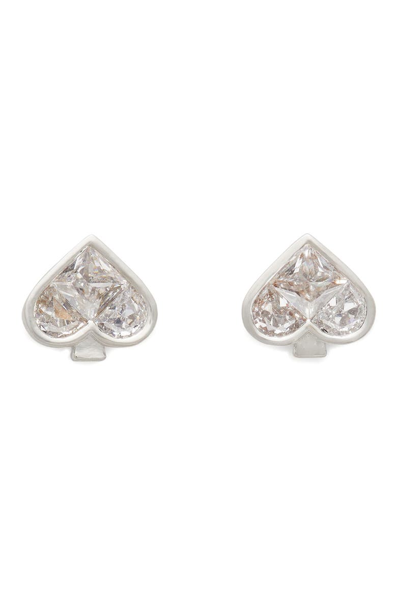 spade stud earrings, Main, color, CLEAR/SILVER.