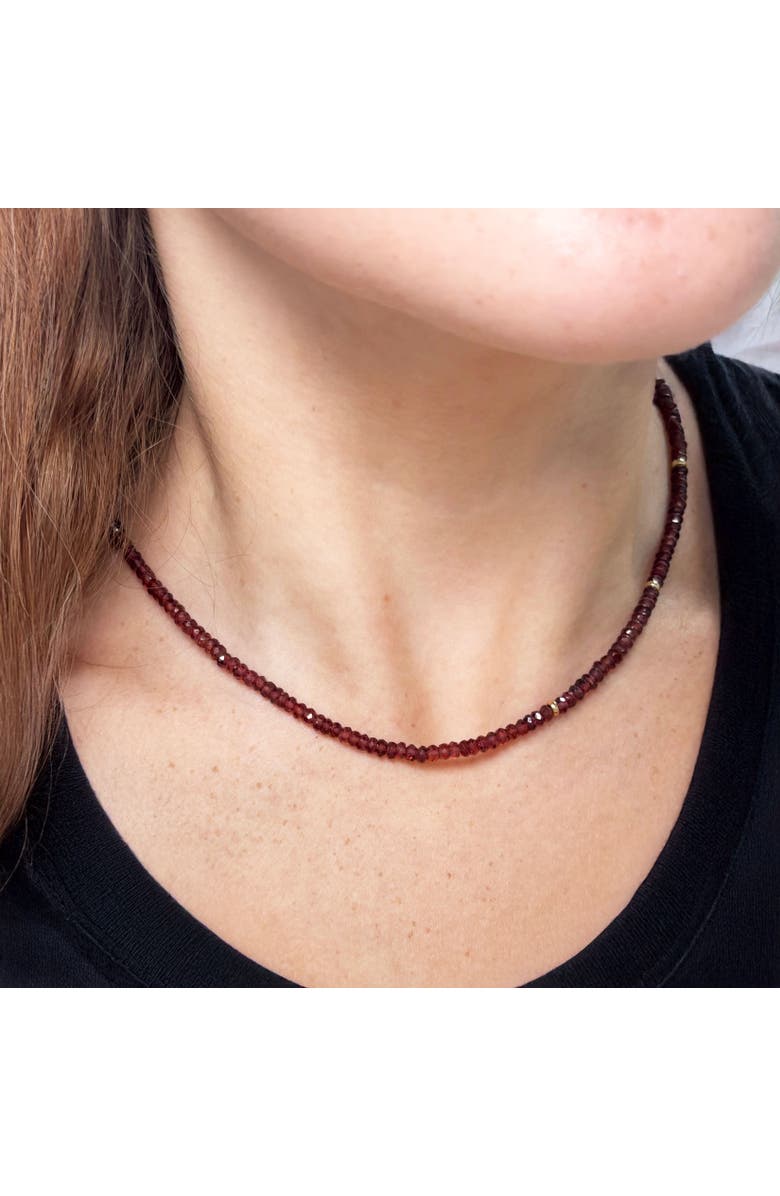 The Lovery Fine Jewelry Garnet Bead Necklace, Alternate, color, Garnet