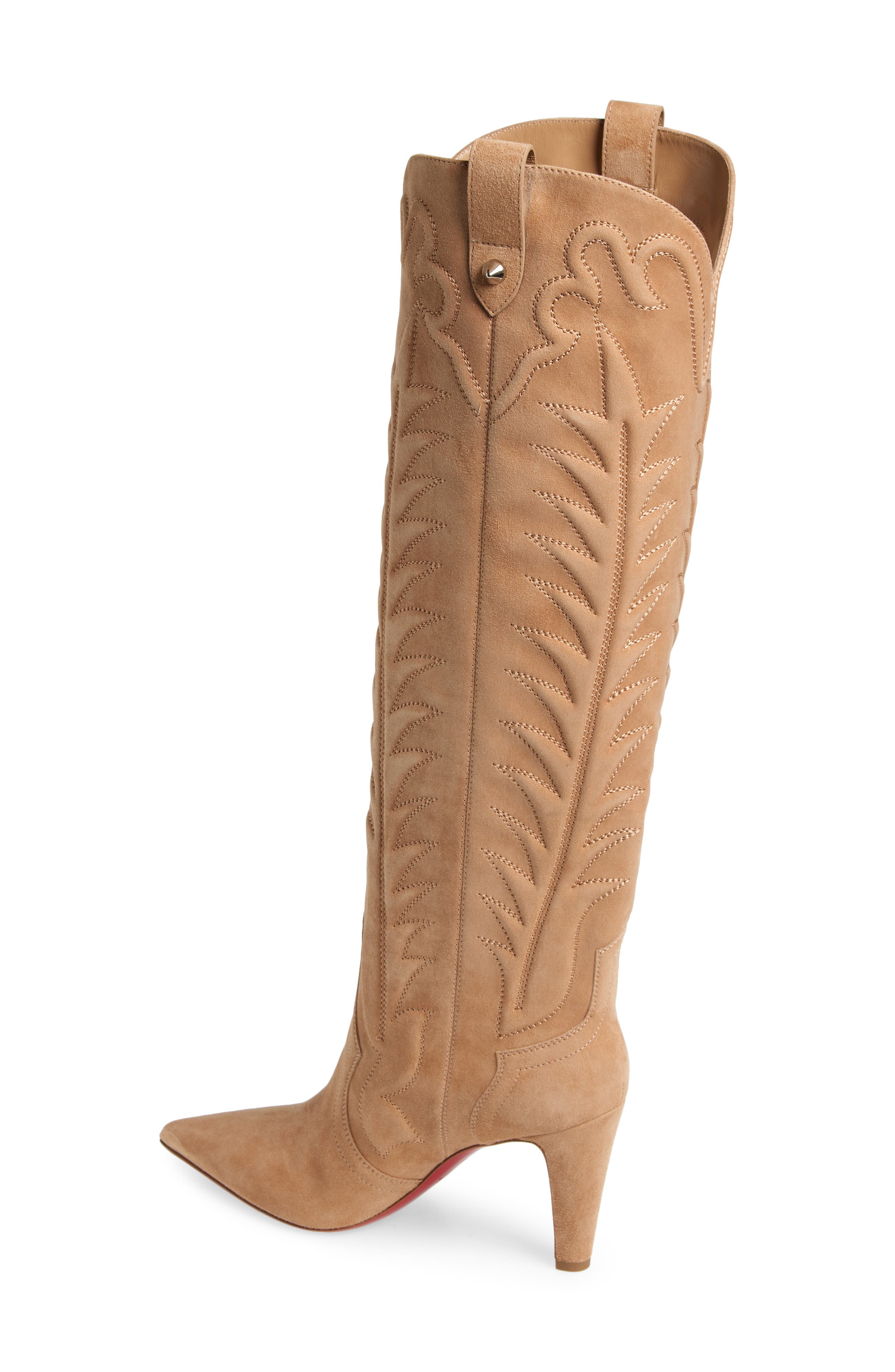 Christian Louboutin Santia Knee High Western Boot, Alternate, color, 
