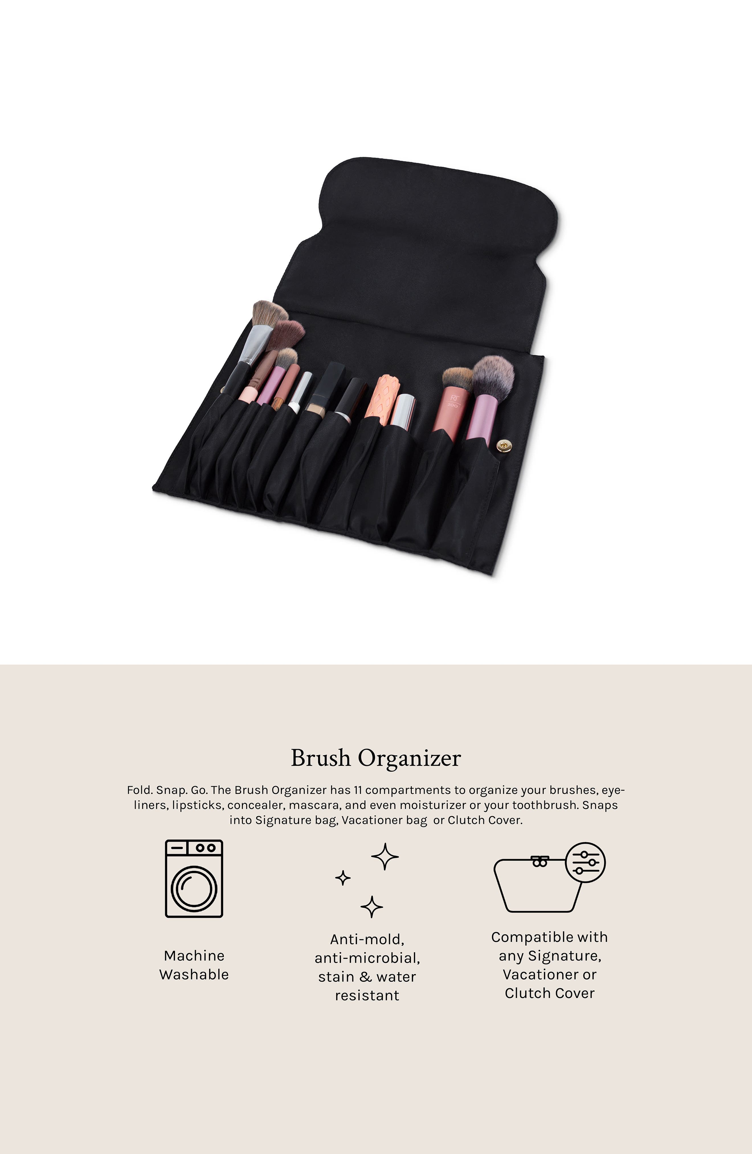 Brush Organizer Clutch, Alternate, color, CANDY APPLE RED
