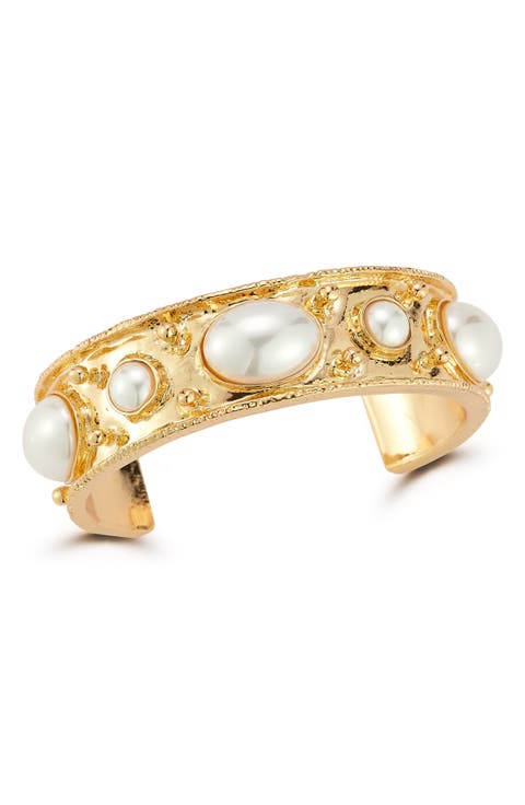 Faux Pearl Cuff Bracelet