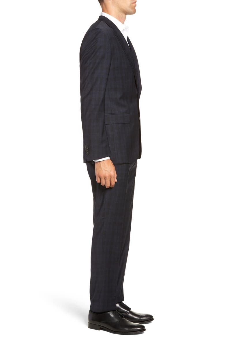 BOSS Huge/Genius Slim Fit Stretch Plaid Wool Suit, Alternate, color,