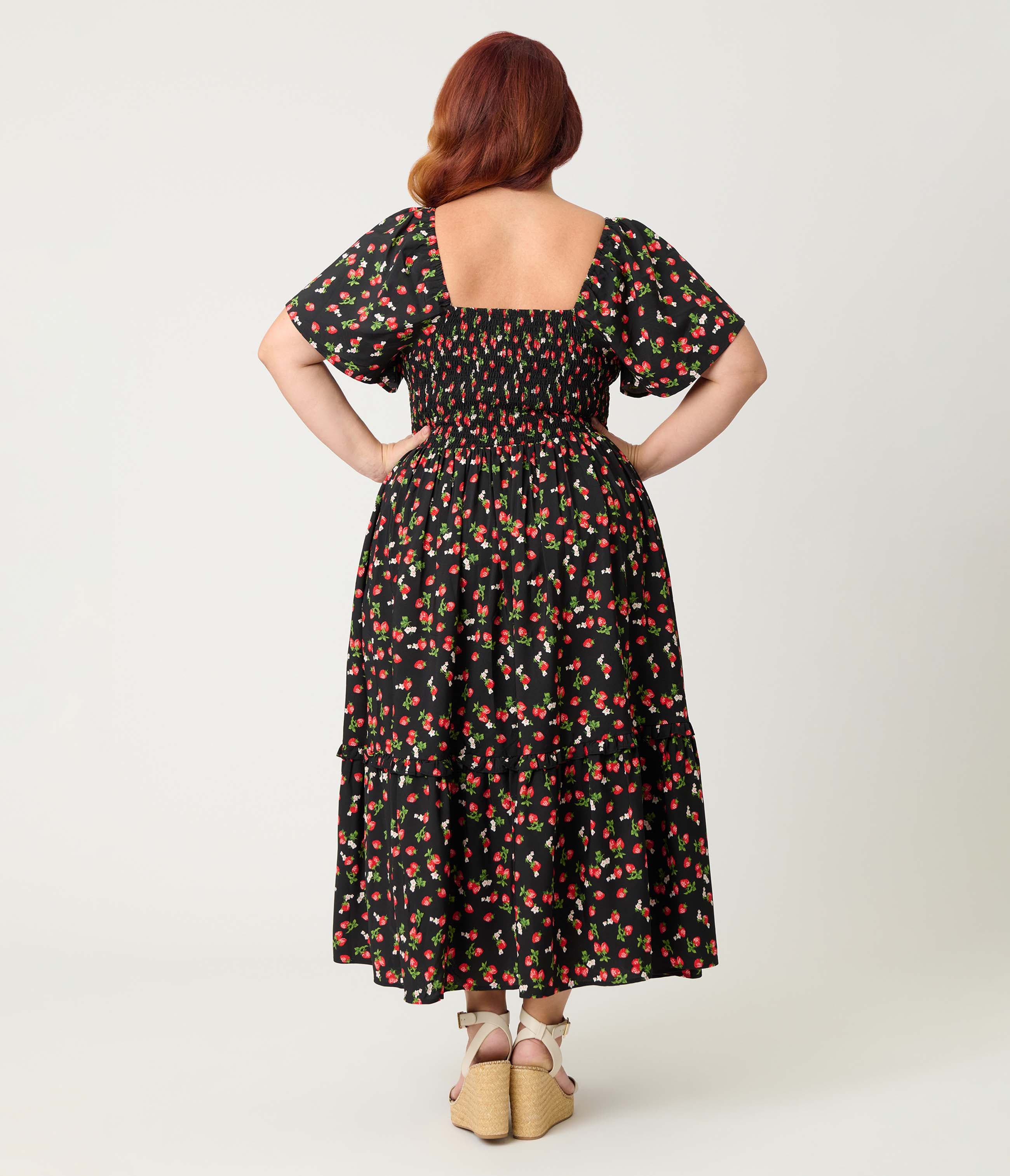 Plus Size Smocked Bodice Midi Dress - image 2