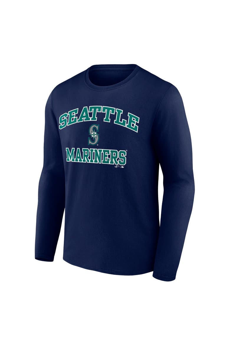 Men's Logo Athletic Navy Seattle Mariners Heart & Soul Long Sleeve T-Shirt, Alternate, color, Navy