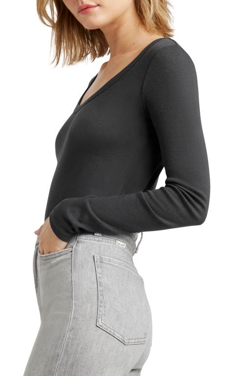Shop Splendid Faye Scoop Neck Long Sleeve T-shirt In Lead
