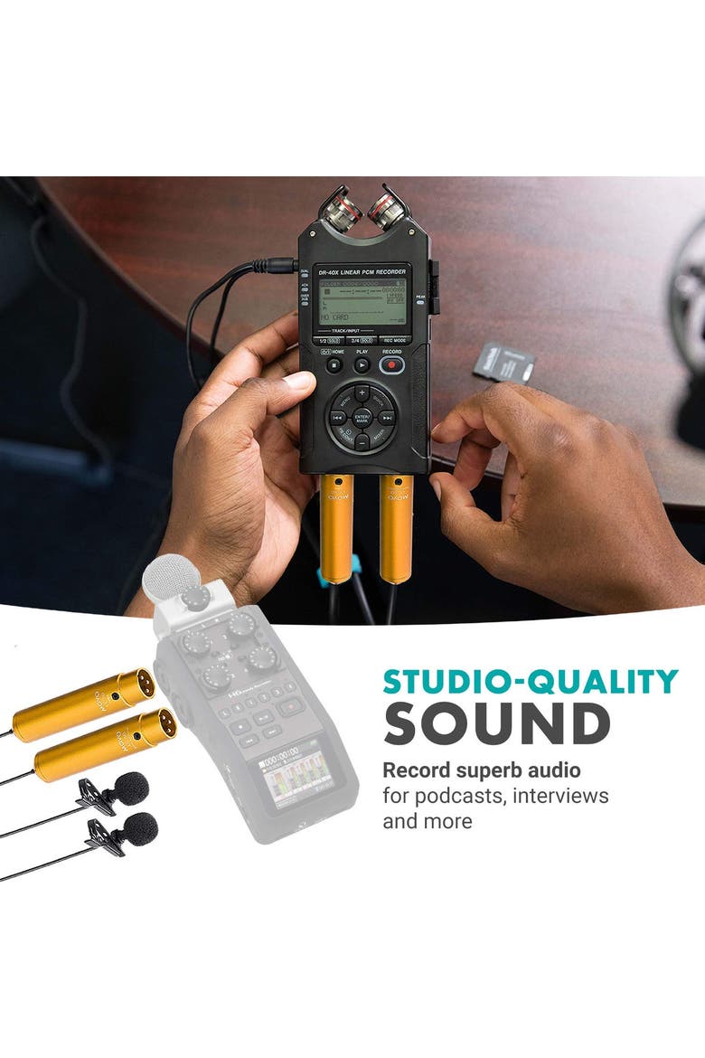 LV-6 Pro Grade Omnidirectional and Cardioid XLR Lavalier Condenser Microphone Set, Alternate, color, Black