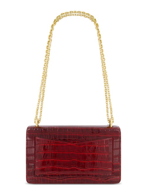 Mac Duggal Gold Plated Hardware Crocodile Leather Shoulder Bag In Oxblood