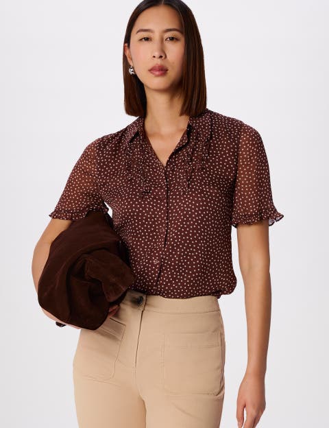 Polka Dot Sheer Sleeve Shirt