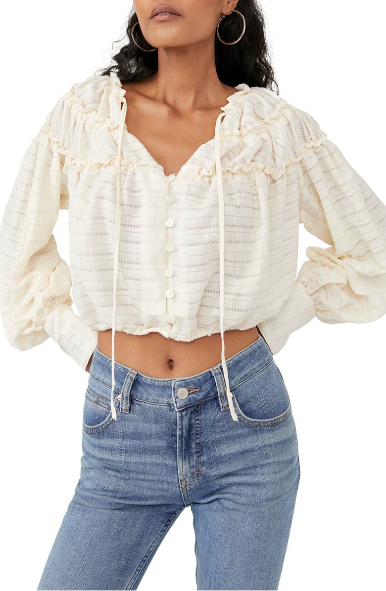 Free People Hailey Crop Long Sleeve Blouse, Main, color,